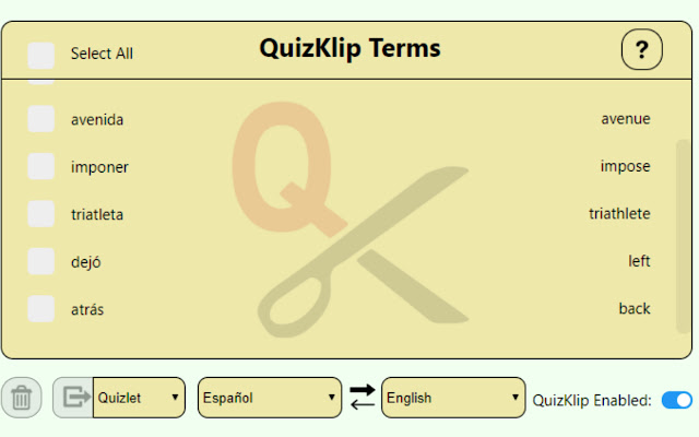 QuizKlip: Translate the Web, Study on Quizlet chrome谷歌浏览器插件_扩展第3张截图