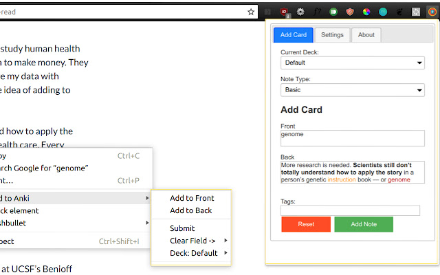 Anki Quick Adder chrome谷歌浏览器插件_扩展第2张截图