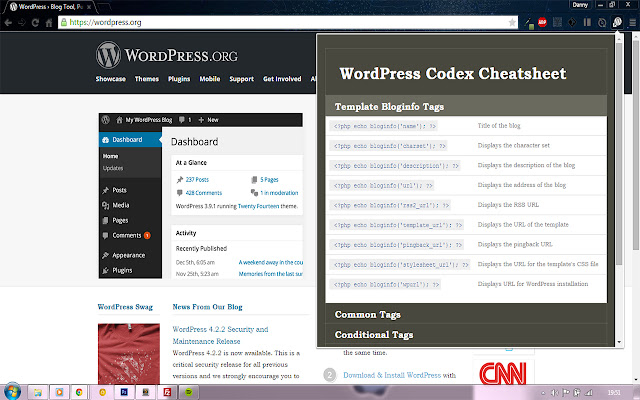 WordPress Codex Cheatsheet chrome谷歌浏览器插件_扩展第2张截图