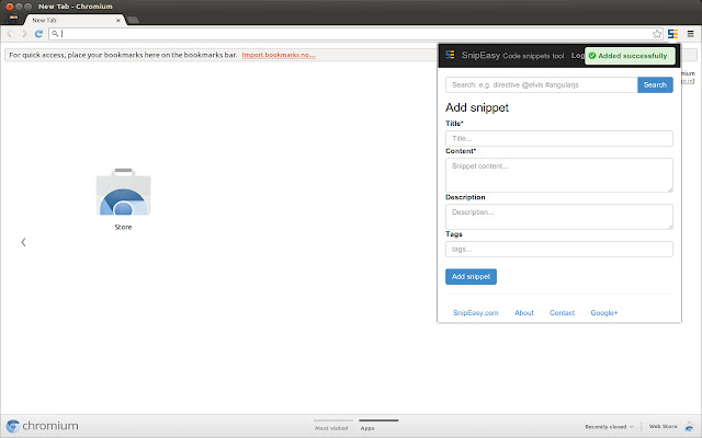 SnipEasy - Share code snippets chrome谷歌浏览器插件_扩展第3张截图