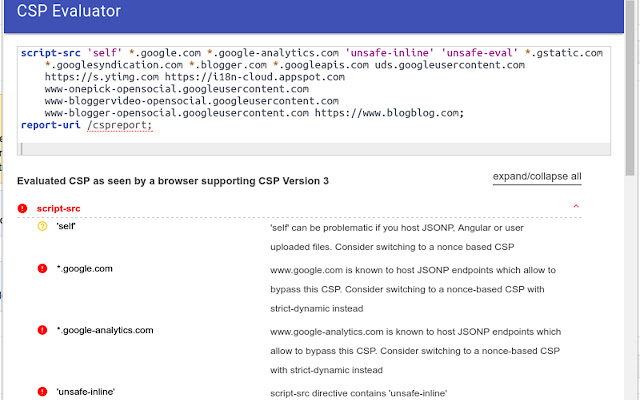 CSP Evaluator chrome谷歌浏览器插件_扩展第2张截图