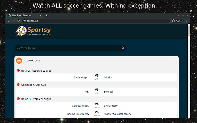 Sportsy - Sport Live Streams chrome谷歌浏览器插件_扩展第1张截图