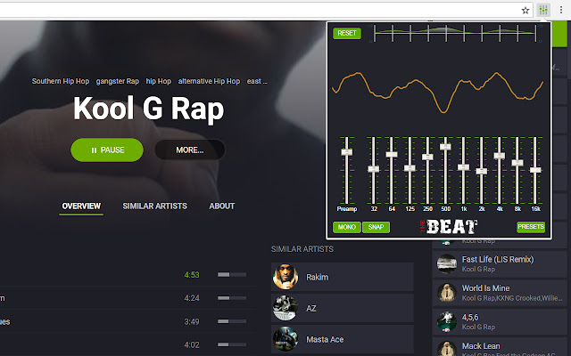 TheBeat Graphical Audio EQualizer chrome谷歌浏览器插件_扩展第2张截图