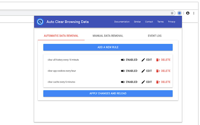 Auto Clear Browsing Data chrome谷歌浏览器插件_扩展第1张截图