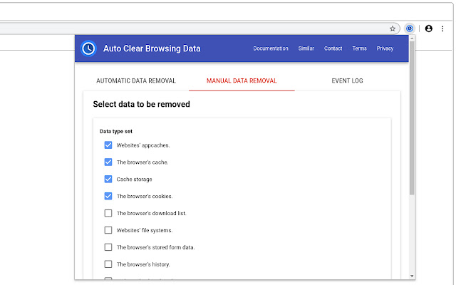 Auto Clear Browsing Data chrome谷歌浏览器插件_扩展第3张截图