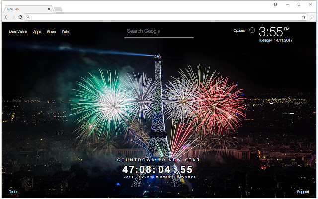 New Year Countdown Wallpaper HD Custom NewTab chrome谷歌浏览器插件_扩展第3张截图