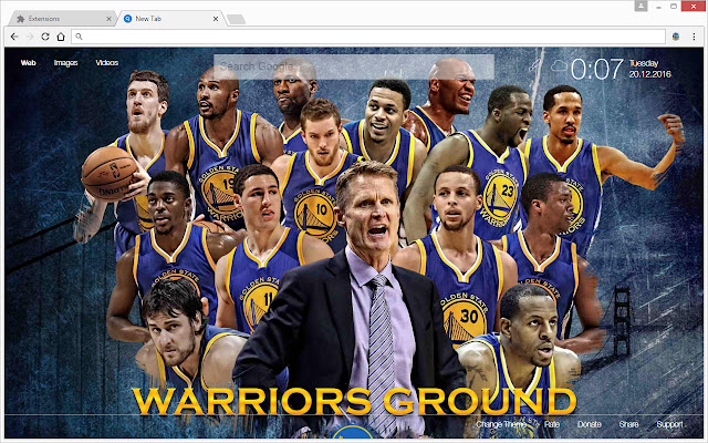 NBA Golden State Warriors Wallpaper HD NewTab chrome谷歌浏览器插件_扩展第1张截图