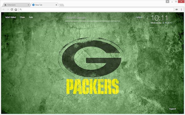 NFL Green Bay Packers Wallpaper Custom NewTab chrome谷歌浏览器插件_扩展第1张截图