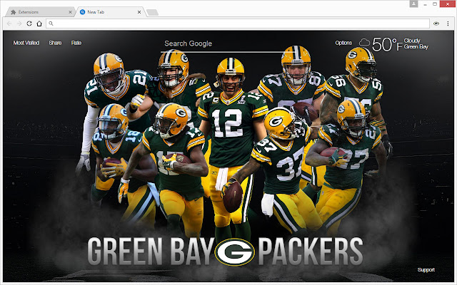 NFL Green Bay Packers Wallpaper Custom NewTab chrome谷歌浏览器插件_扩展第2张截图