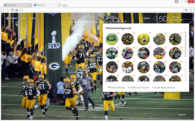 NFL Green Bay Packers Wallpaper Custom NewTab chrome谷歌浏览器插件_扩展第4张截图