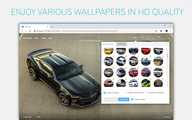 Chevrolet Camaro Cars Wallpaper Custom NewTab chrome谷歌浏览器插件_扩展第2张截图
