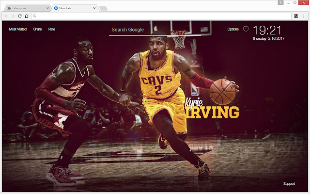 NBA Kyrie Irving Wallpapers HD Custom New Tab chrome谷歌浏览器插件_扩展第1张截图