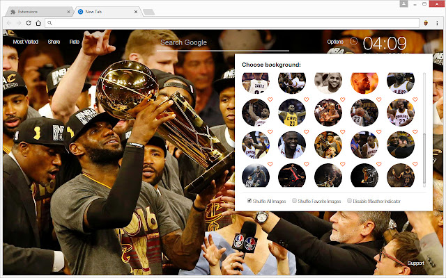 NBA LeBron James Wallpapers HD Custom New Tab chrome谷歌浏览器插件_扩展第1张截图