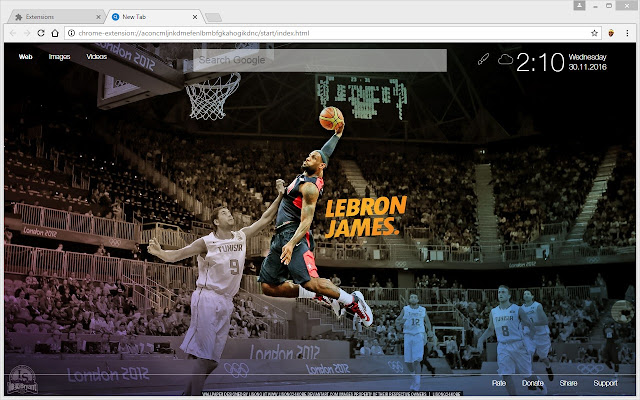 NBA LeBron James Wallpapers HD Custom New Tab chrome谷歌浏览器插件_扩展第2张截图