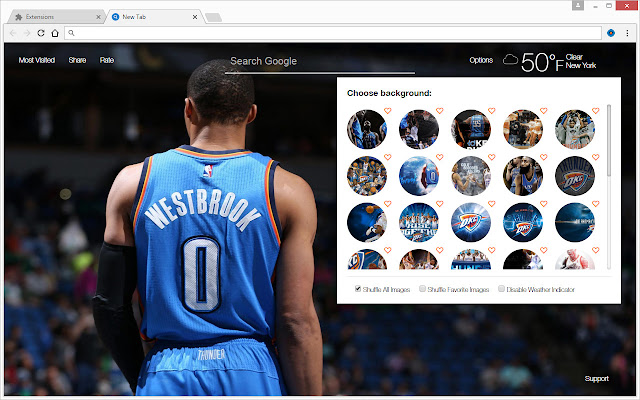 NBA Oklahoma City Thunder Custom OKC New Tab chrome谷歌浏览器插件_扩展第2张截图