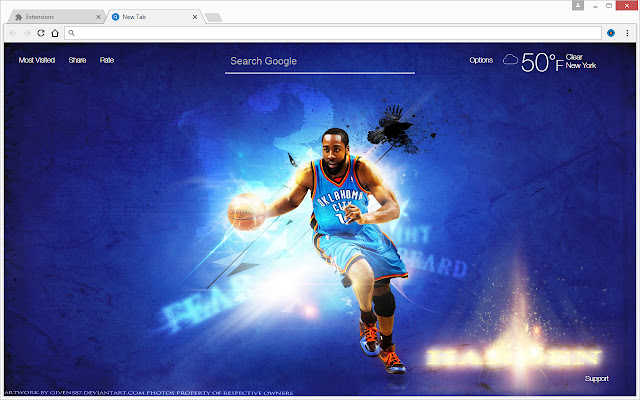 NBA Oklahoma City Thunder Custom OKC New Tab chrome谷歌浏览器插件_扩展第4张截图