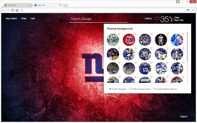 NFL New York Giants Wallpapers Custom New Tab chrome谷歌浏览器插件_扩展第2张截图