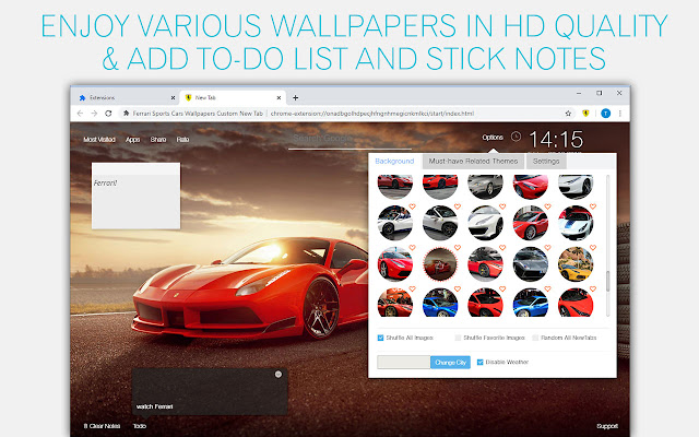 Ferrari Wallpapers Sports Cars Custom New Tab chrome谷歌浏览器插件_扩展第2张截图