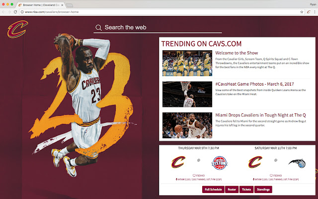 OFFICIAL NBA Cleveland Cavaliers HD Tab Theme chrome谷歌浏览器插件_扩展第2张截图