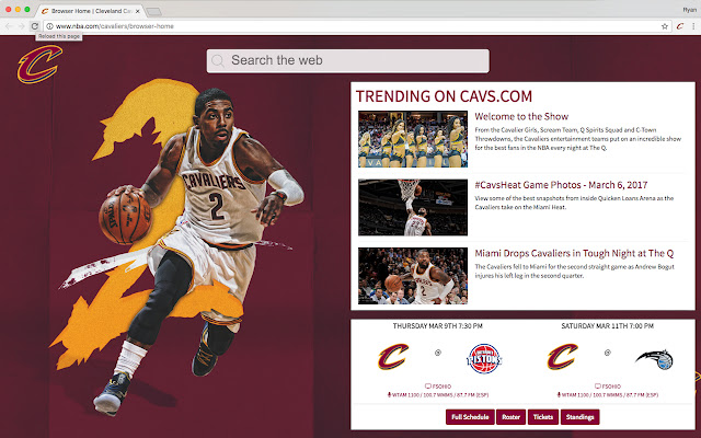 OFFICIAL NBA Cleveland Cavaliers HD Tab Theme chrome谷歌浏览器插件_扩展第3张截图