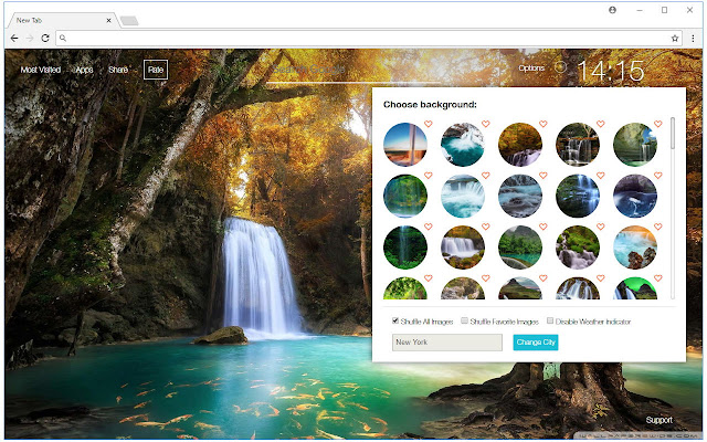 Waterfall Wallpapers HD Custom Nature New Tab chrome谷歌浏览器插件_扩展第1张截图