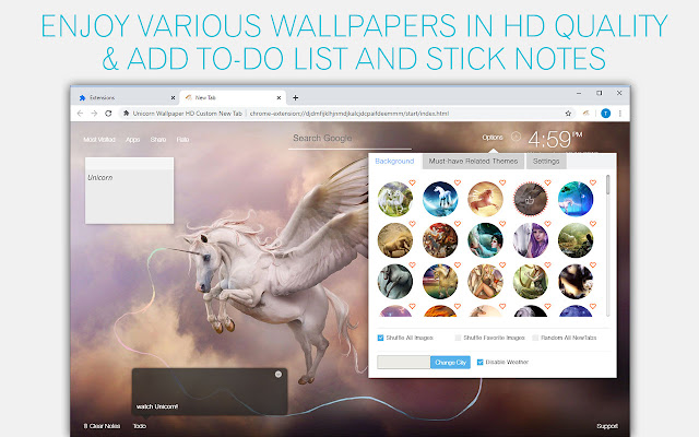 Unicorn Wallpapers HD Custom Unicorns New Tab chrome谷歌浏览器插件_扩展第2张截图