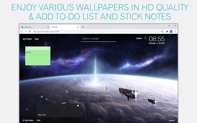 Space Galaxy Wallpaper NewTab - freeaddon.com chrome谷歌浏览器插件_扩展第3张截图
