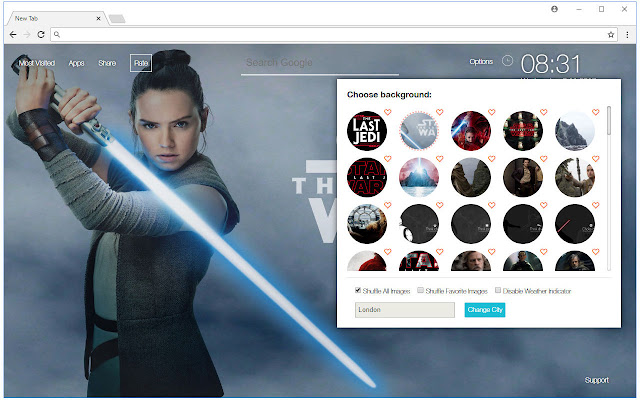 Star Wars The Last Jedi - Starwars New Tab chrome谷歌浏览器插件_扩展第1张截图