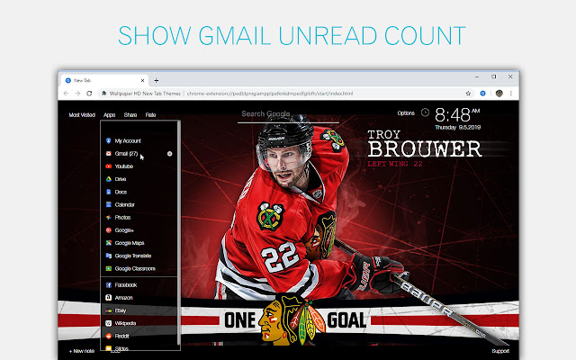 NHL Chicago Blackhawks Backgrounds HD New Tab chrome谷歌浏览器插件_扩展第2张截图