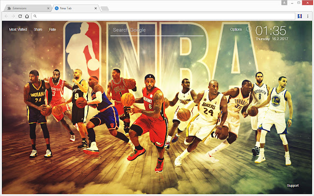 NBA All Stars Wallpapers HD Basketball NewTab chrome谷歌浏览器插件_扩展第1张截图