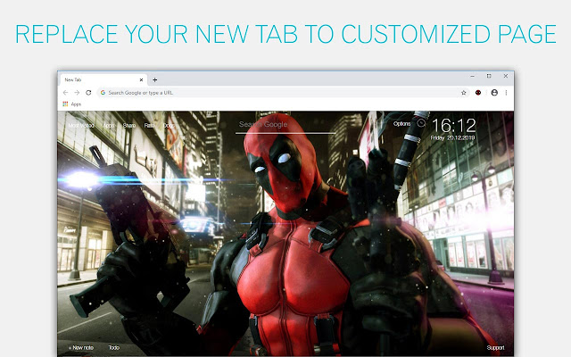 Deadpool Backgrounds HD Custom Marvel New Tab chrome谷歌浏览器插件_扩展第1张截图
