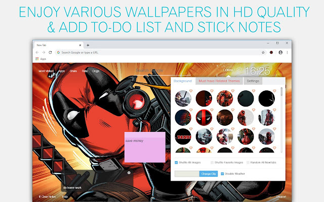 Deadpool Backgrounds HD Custom Marvel New Tab chrome谷歌浏览器插件_扩展第2张截图