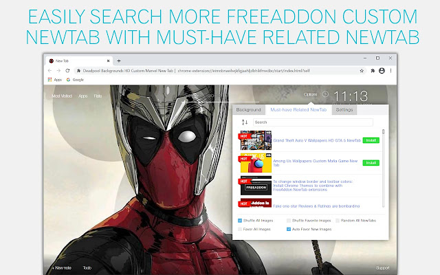Deadpool Backgrounds HD Custom Marvel New Tab chrome谷歌浏览器插件_扩展第3张截图