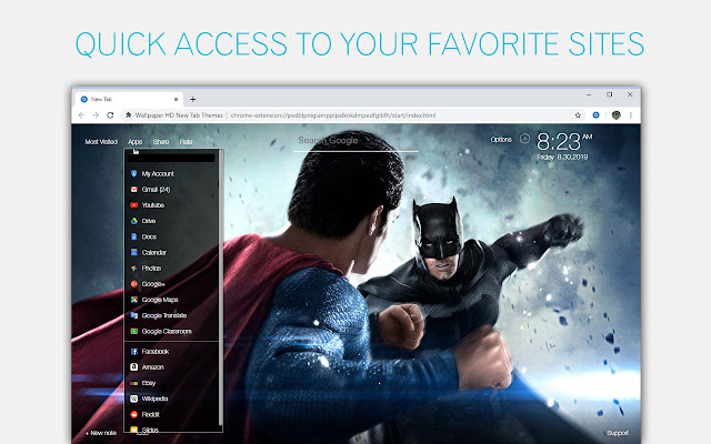 Batman-vs-Superman Wallpaper HD Custom NewTab chrome谷歌浏览器插件_扩展第3张截图
