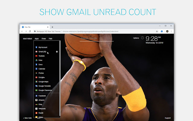 NBA Kobe Bryant Wallpapers Black Mamba NewTab chrome谷歌浏览器插件_扩展第2张截图