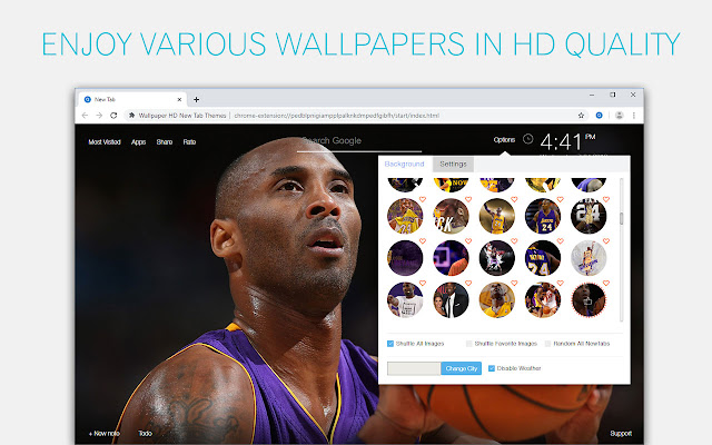 NBA Kobe Bryant Wallpapers Black Mamba NewTab chrome谷歌浏览器插件_扩展第3张截图