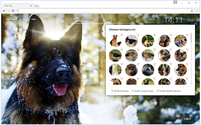 German Shepherd Wallpaper Custom Dogs New Tab chrome谷歌浏览器插件_扩展第1张截图