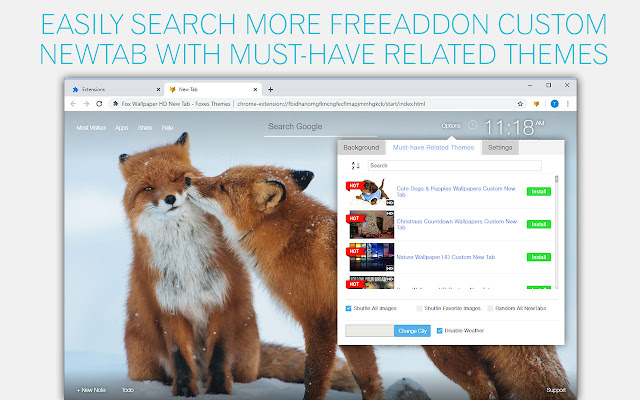 Fox Wallpapers Foxes New Tab by freeaddon.com chrome谷歌浏览器插件_扩展第3张截图