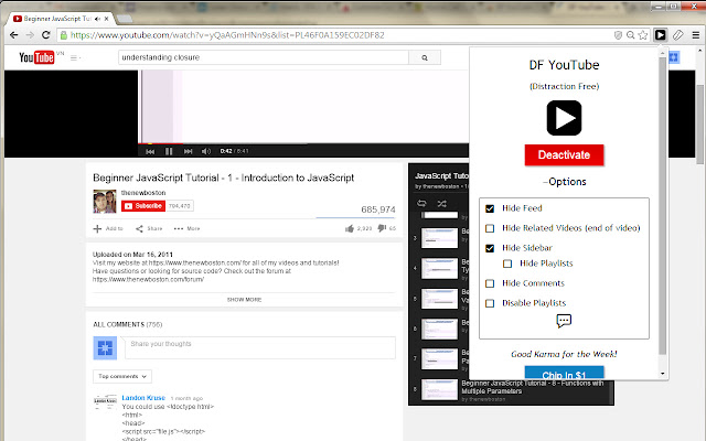 DF Tube (Distraction Free for YouTube™) chrome谷歌浏览器插件_扩展第4张截图
