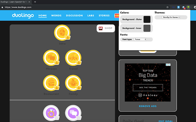 Duolingo Appearance chrome谷歌浏览器插件_扩展第1张截图