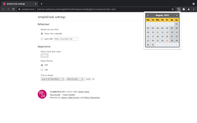 simpleClock chrome谷歌浏览器插件_扩展第1张截图
