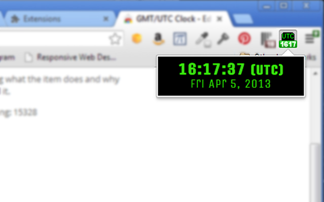 GMT/UTC Clock chrome谷歌浏览器插件_扩展第1张截图