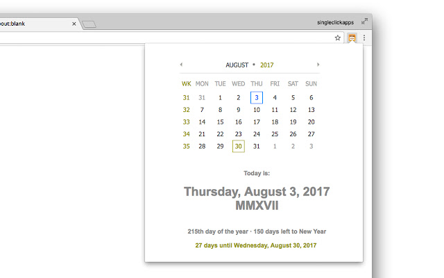 Today's  Date chrome谷歌浏览器插件_扩展第2张截图