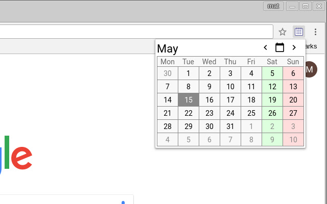 Simple Calendar chrome谷歌浏览器插件_扩展第1张截图