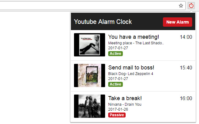 Youtube Alarm Clock chrome谷歌浏览器插件_扩展第1张截图