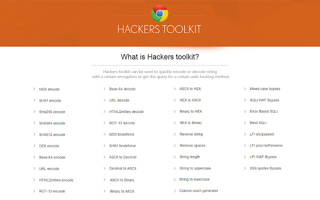 Hackers toolkit chrome谷歌浏览器插件_扩展第1张截图