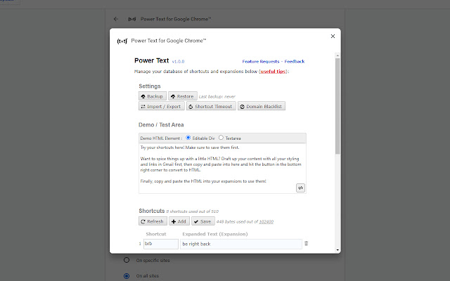 Power Text for Google Chrome™ chrome谷歌浏览器插件_扩展第1张截图