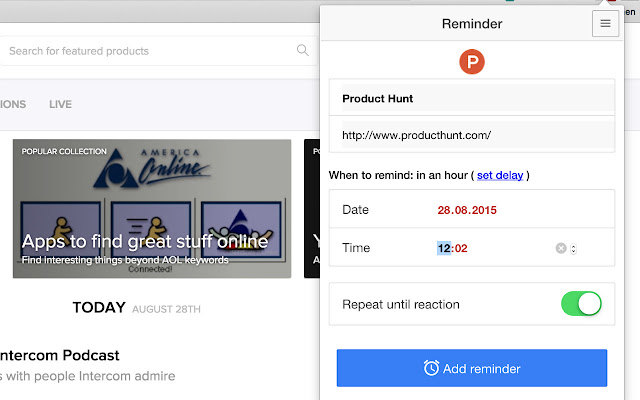Web Reminder chrome谷歌浏览器插件_扩展第1张截图