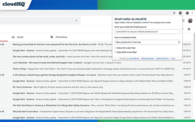 Mailto: Set Default Email to Gmail by cloudHQ chrome谷歌浏览器插件_扩展第3张截图