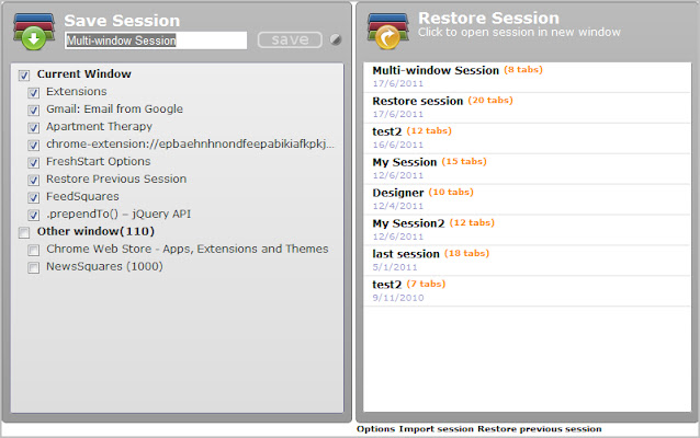 FreshStart - Cross Browser Session Manager chrome谷歌浏览器插件_扩展第1张截图